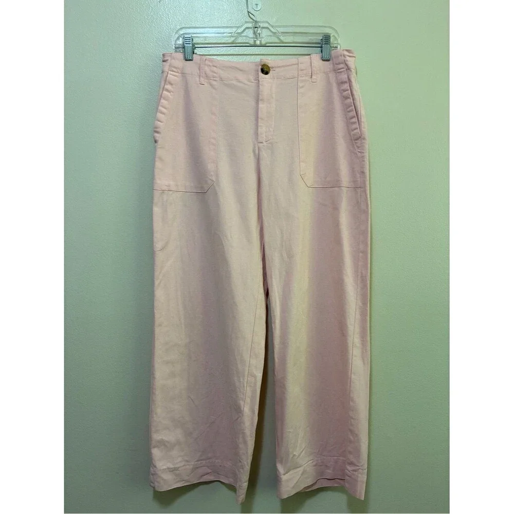 Wonderly Pastel Pink Wide Leg CottonTrousers size 8